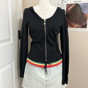 One Step Ahead Black Hoodie with Colorful Waistband